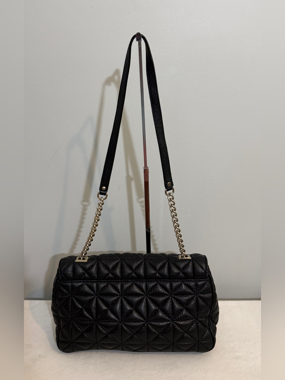 kate spade Delaney Black Quilted Leather Chain Shoulder Bag with Gold Hardware - Picture 5 of 16